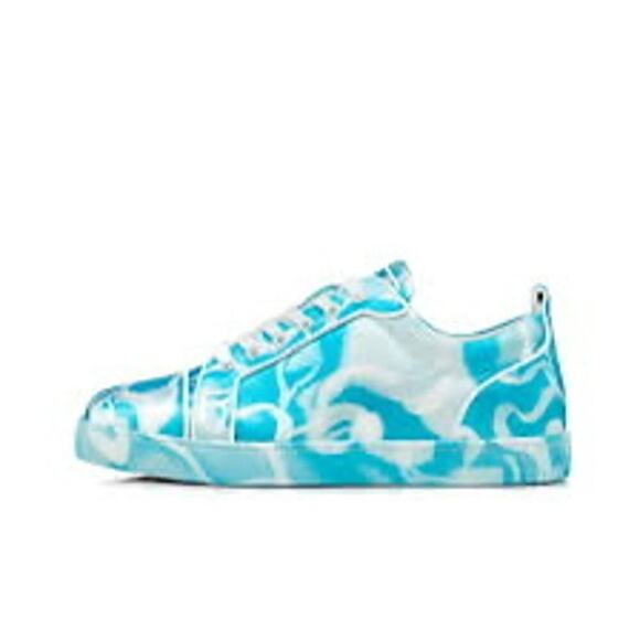 Christian Louboutin Louis Junior Spikes Low Top Sneakers Blue White Size 42